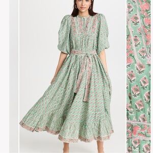 Marea House Dress Green Pink Size 1 / Small Cottagecore Prairie Floral NO BELT